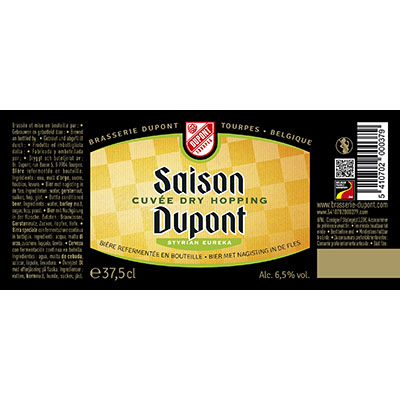 5410702000379 Saison Dupont Cuvée dry hopping 2017 - 37,5cl Bière  refermentée en bouteille Sticker Front